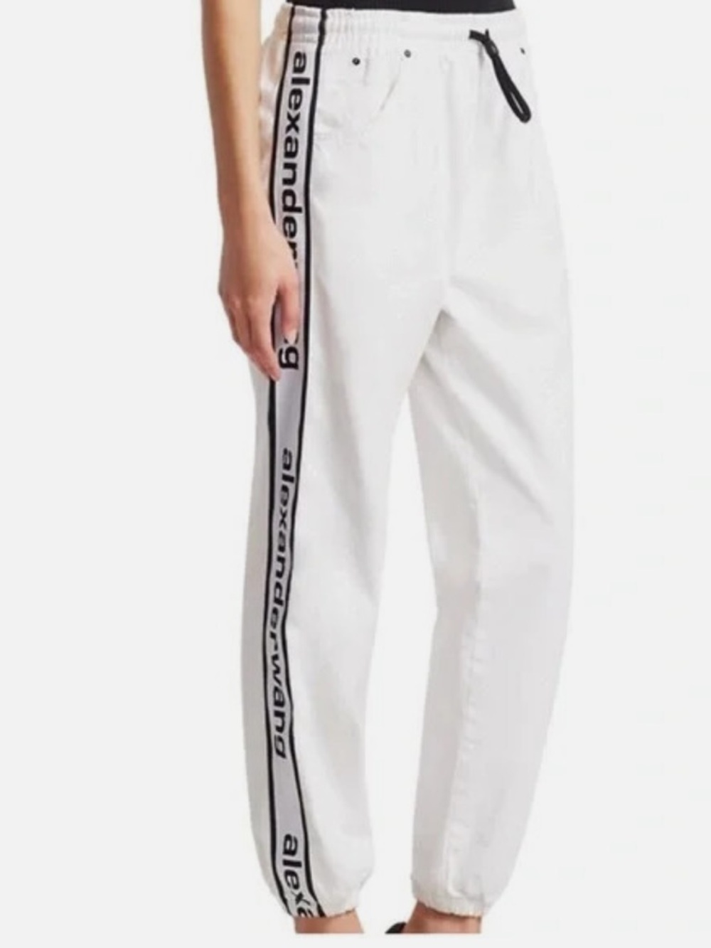 Alexander Wang Side Tape Logo Jean Joggers Track Pants in Denim